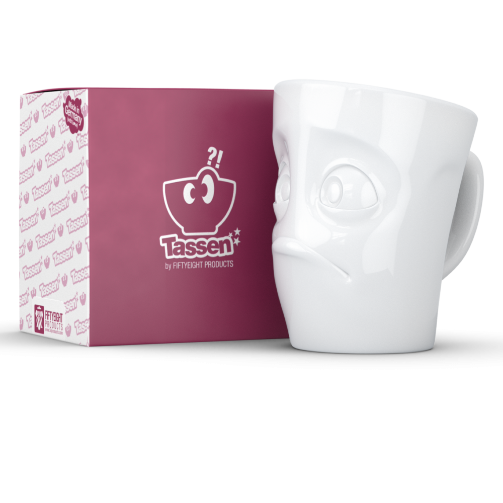 FiftyEight Henkelbecher Mug Verdutzt weiss